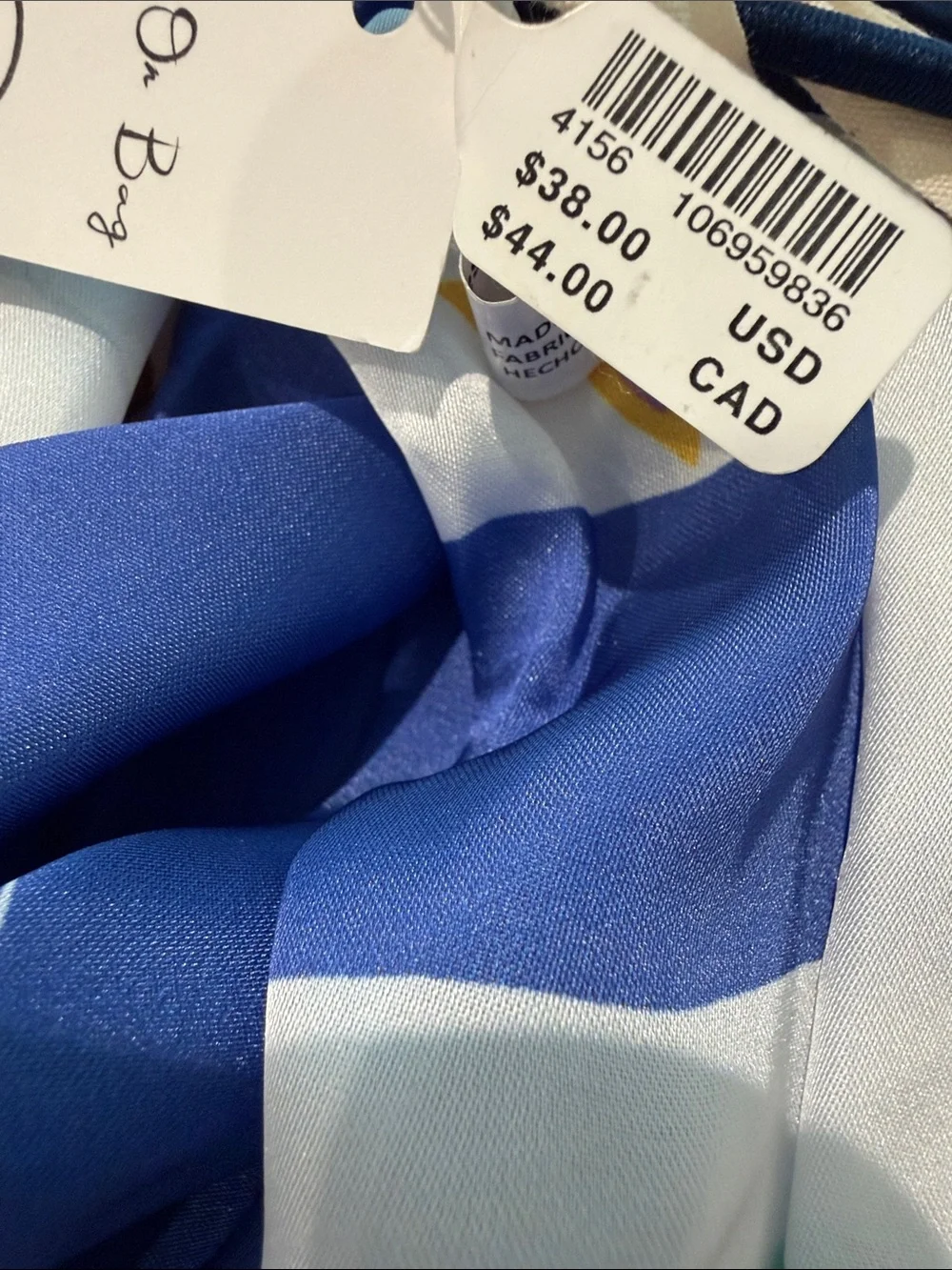 Anthropologie Blue, White and Orange Swim-Print Silk Scarf
